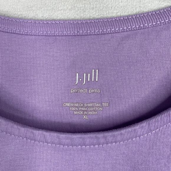 J Jill Perfect Pima Top Womens XL Purple Crew Neck Shirttail Tee Short Sleeve - Picture 2 of 7